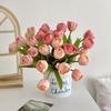 9 Stück/Bund Realistische Seiden-Künstliche Tulpe 9 Köpfe Blumengesteck Gefälschtes Tulpen-Bouquet 39cm Kunstblume Zuhause
