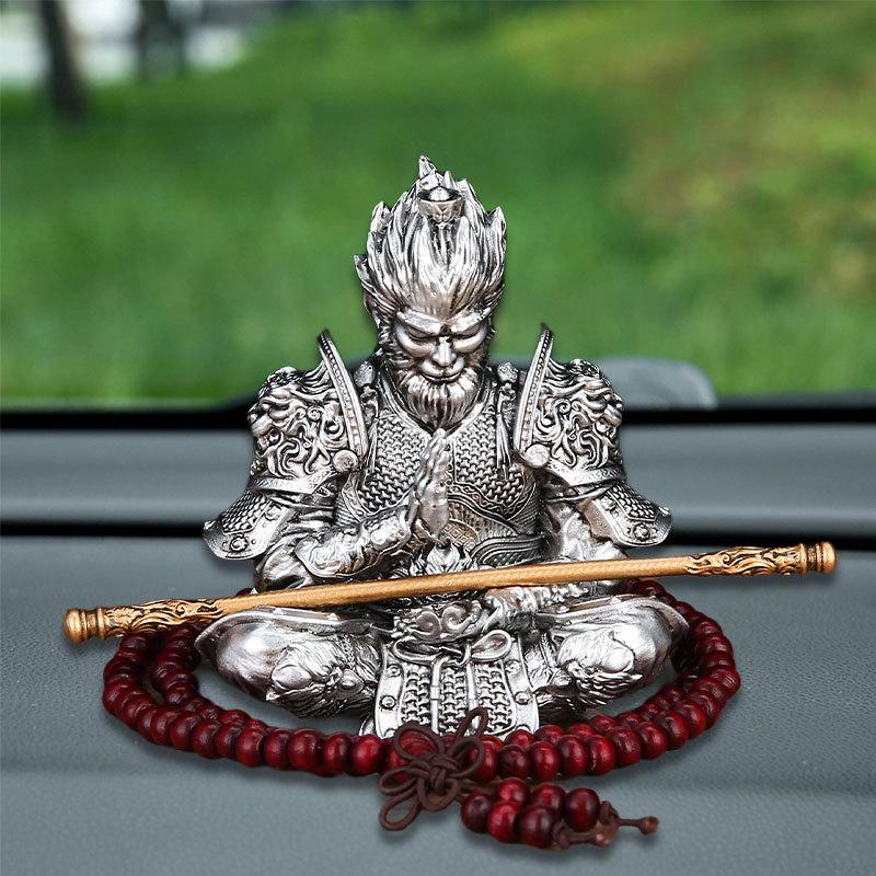 Creative Black God Sun Wukong Car Ornaments Car Center Console Decoration Car Figures Kawaii Desktop Decoration Fans Gifts