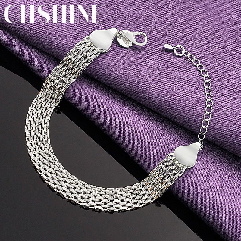 CHSHINE 925 Sterling Silver 10mm Weaving Geometry Bracelet For Women Men Party Fashion Charm Jewelry