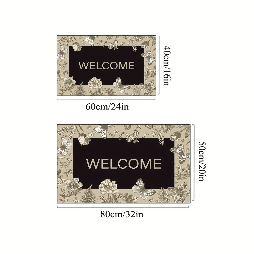 Floral Butterflies Welcome Doormats Entrance Non Slip Floor Mats Carpet Home Decor Indoor Outdoor Use crystal velvet