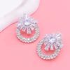 Elegant Dazzling Rhinestones Stud Earrings And Pendant Necklace Set Lightweight Alloy Jewelry For Party Or Daily Wear