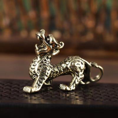 1PC Statuie Figurină Bogăție Alamă Decor Prosperitate Ornament în stil chinezesc Qilin Dragon Noroc Animal Fengshui Vintage