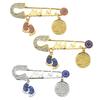 Muslim Islam Arabic Four Korah Sutra Fatima Turkey Evil Eye Stainless Steel Brooch Pins Religious Style Amulet Jewelry