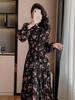 Korean Style Floral Ruffled Dress - Sweet Vacation, Waist-Cinching, Long Frilly Edge Design