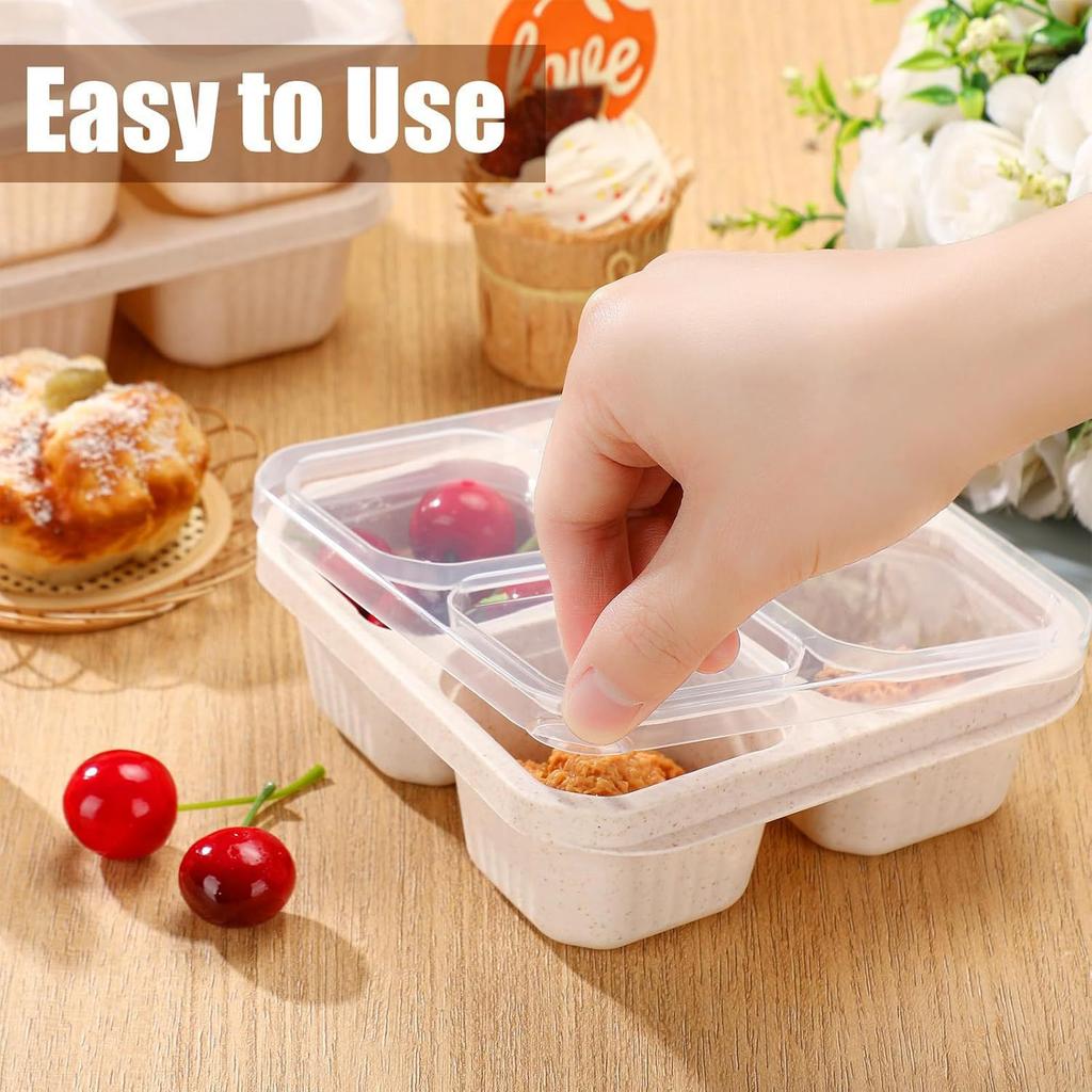 Portable Lunch Box Eco-friendily Wheat Straw Boxes Picnic Storage Box Fruit Container Compartmentalized Lunchbox for Kids Adult