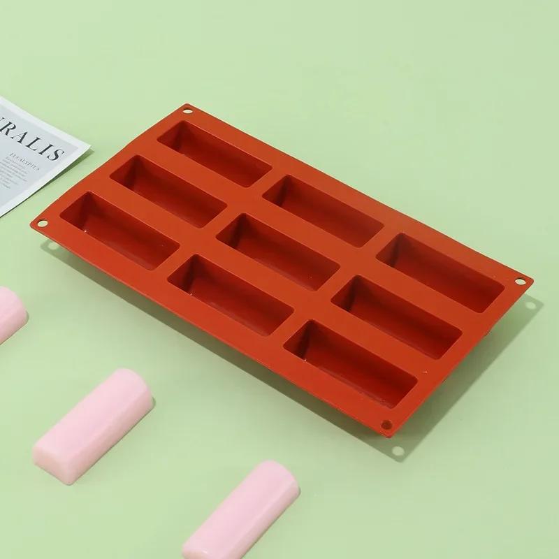 Baking Tools 9 Cavity Silicone Mold 3D Stick Half-cylindrical Long Strip Shape Chocolate Truffle Mousse Cake Dessert Mold