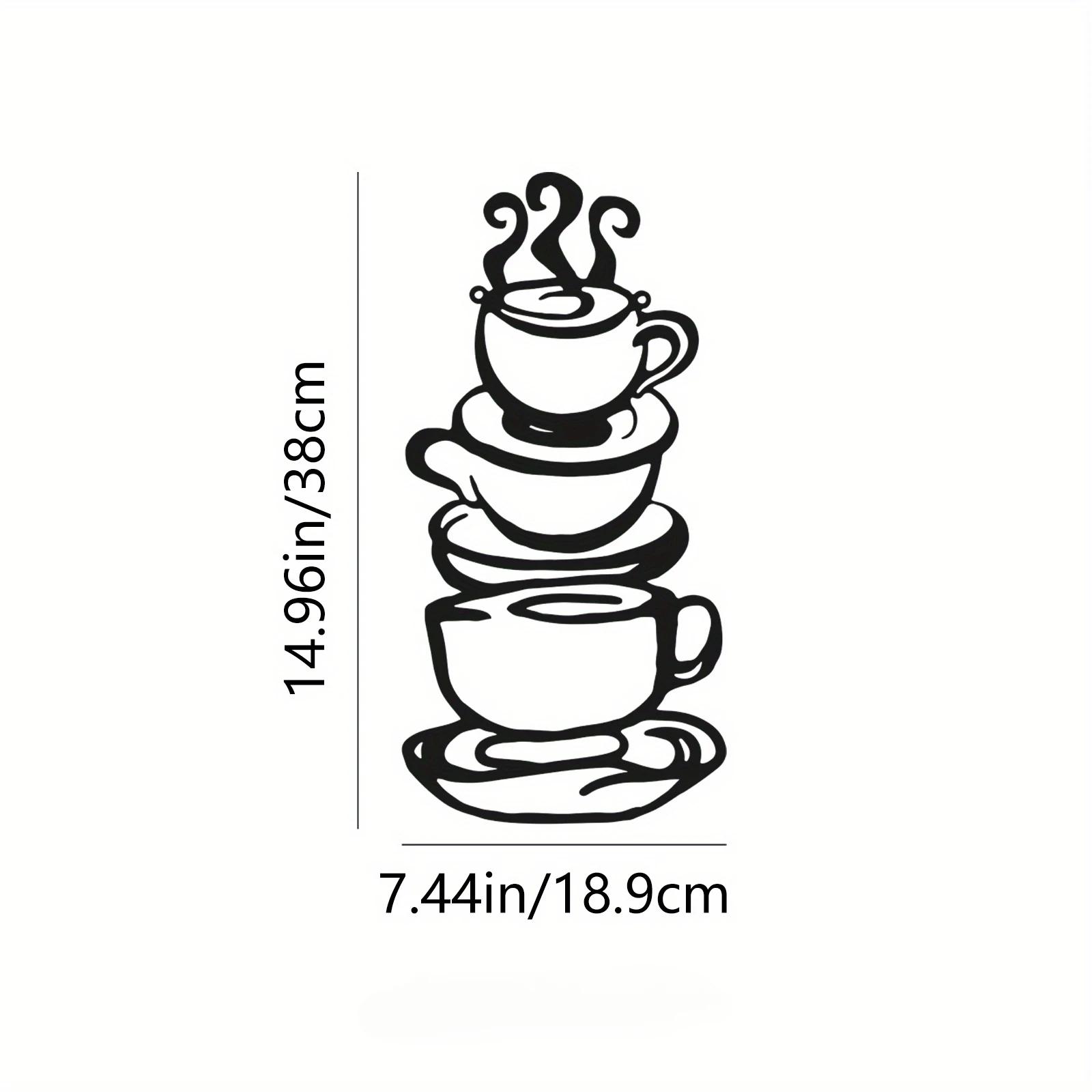 

Металлическая кофейная чашка - Настенный декор - Черный силуэт кофейной чашки. Металлическое настенное искусство в стиле кафе с кружкой и прокрученным силуэтом светло-желтого