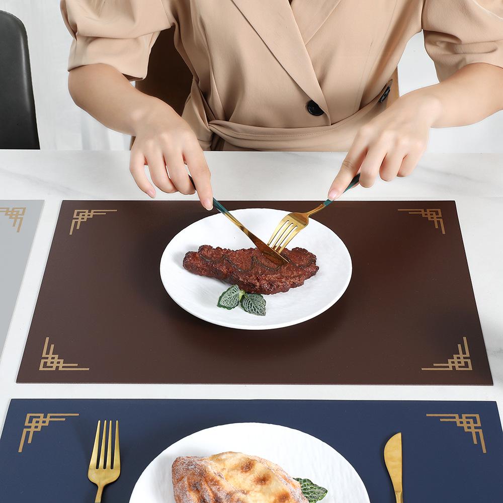 New Chinese square placemat Western dining mat Chinese restaurant placemat tableware coaster PVC material Children's anti-scalding