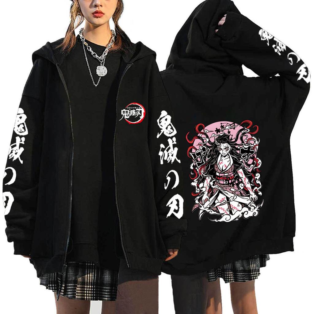 Japan Cartoon Comics Demon Slayer Printed Zip-Up Sweatshirt Unisex Fashion Hoodie/Jacket 0041