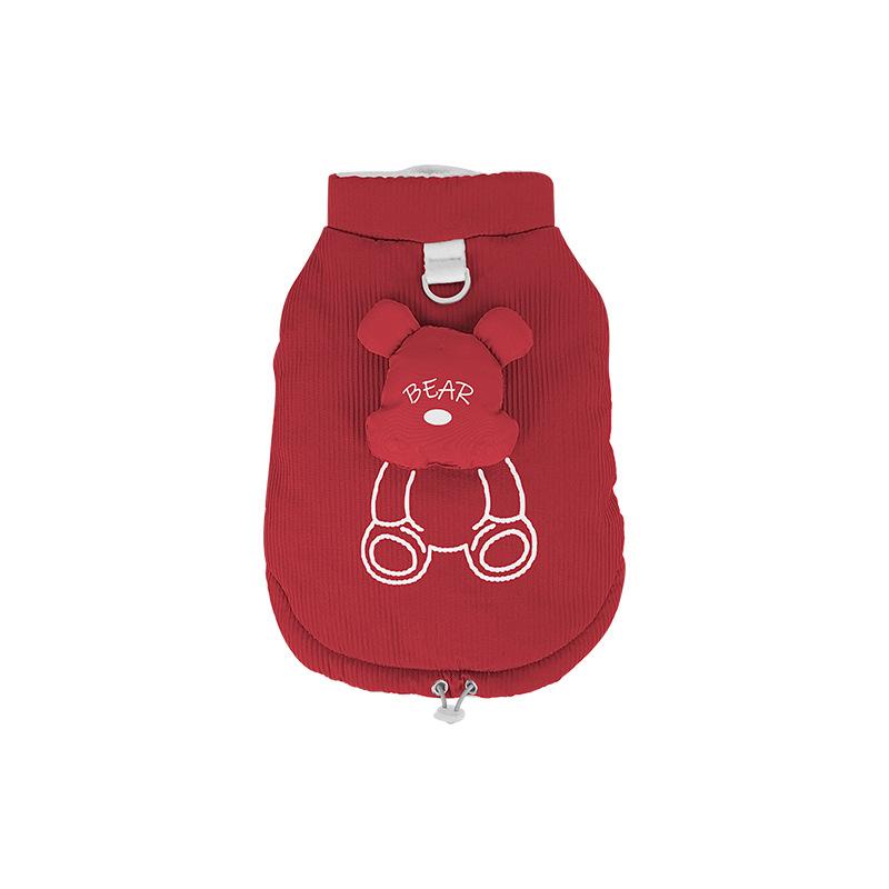 Pet Clothes Can Be Pulled Cotton Clothes To Keep Warm In Autumn and Winter Schnauzer Than Bear Sleeveless Three-dimensional Bear Head Dog Clothes