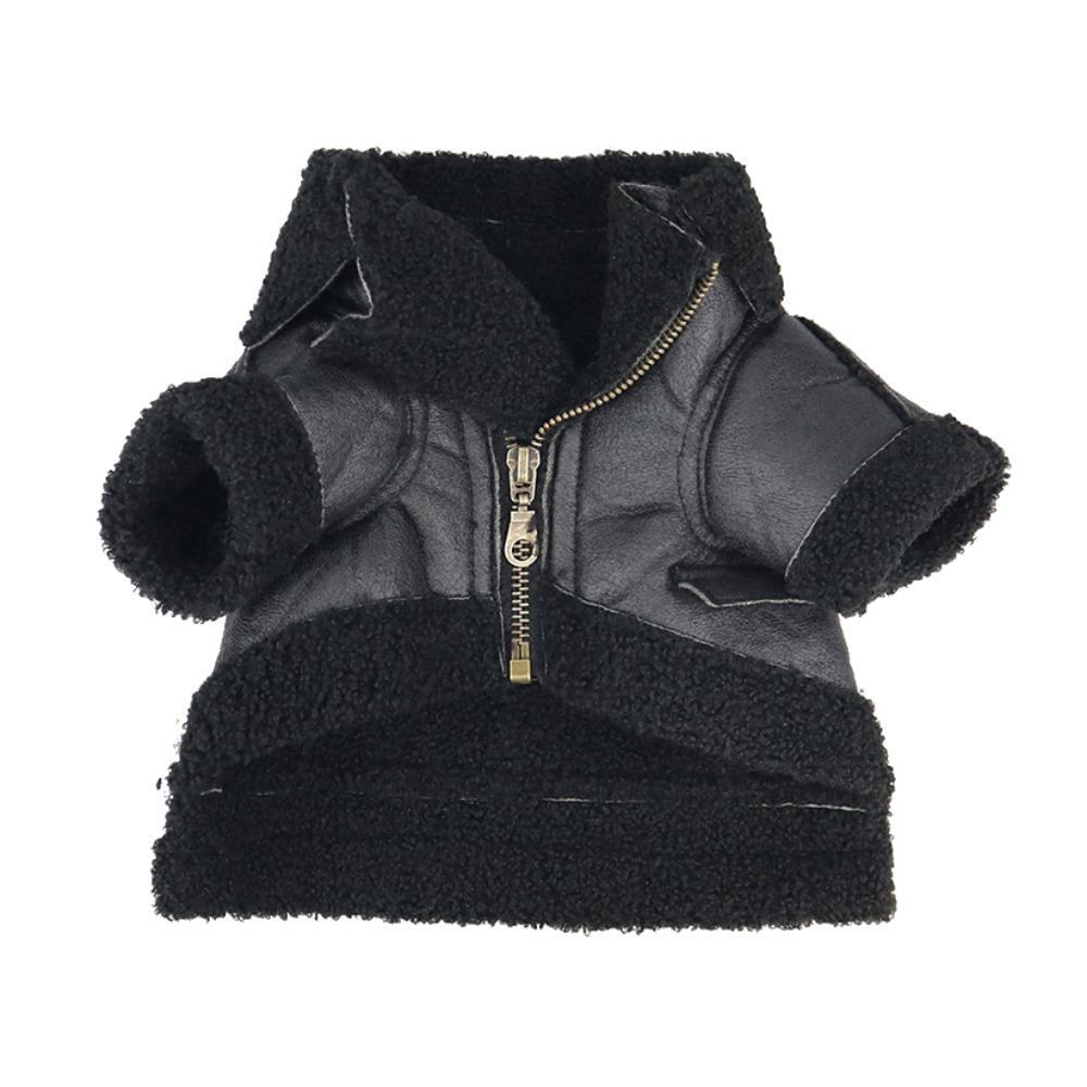 

Ветрозащитная кожаная куртка-пальто для собак, теплая куртка из собачьего меха, зимняя одежда для питомцев на осень/зиму S чёрный