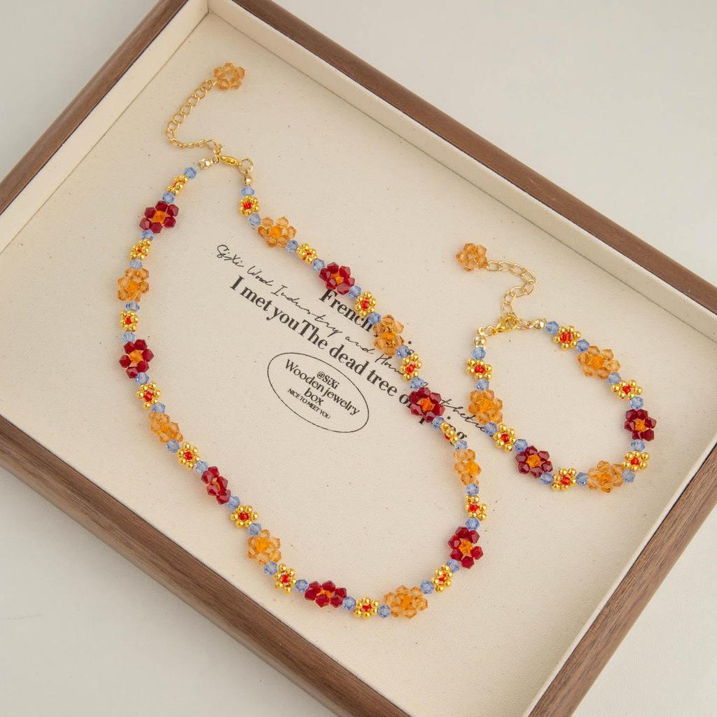 Pastoral Retro Colorful Flower Clavicle Necklace - 2026 Light Luxury Women's High-End Bracelet Necklace