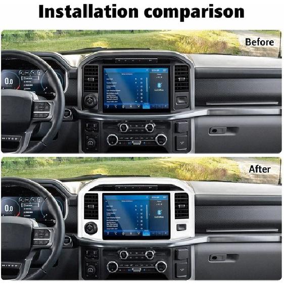 Center Dash GPS Navigation Panel Cover Trim Decor For Ford F150 +White ABS