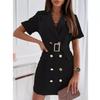 Moda dame vară primăvară culoare uni imprimeu mâneci scurte gât POLO rochii casual