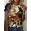 Russian Girl T-Shirts Floral 3D Print Summer Women Casual Round Neck Short Sleeve T Shirt Tees Harajuku Y2K Tops Female Clothing