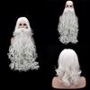 Santa Cosplay Santa Claus Wig and Beard Cosplay Wigs White Hairpiece Accessories Santa Beard 60cm For Christmas New Year Gift