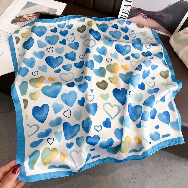 Neckerchief Female Luxury Square Scarf For Women Silk Feeling Shawl Satin Hijab Fashion Wraps Hair Bands Ribbon Headband Bandann