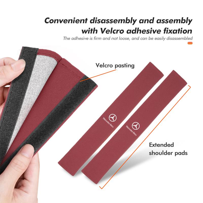 Suede Car Seat Belt Shoulder Protector Safety Belt Padding Pad For Mercedes Benz W202 W212 W126 W140 W168 W177 CLS GLE GLC GLS QRSTV1 