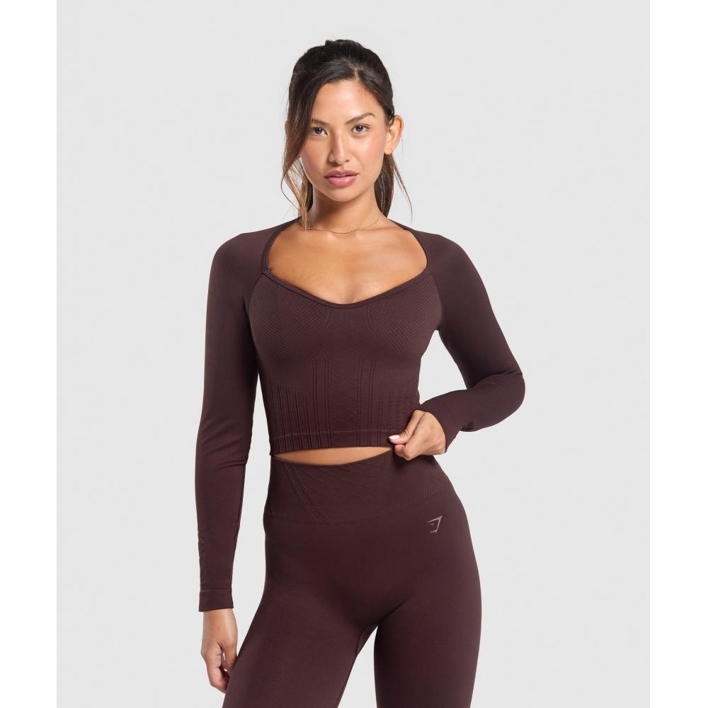 

Корсет Gymshark бесшовный топ с длинными рукавами Heritage Brown B1b7s Ncnz XL