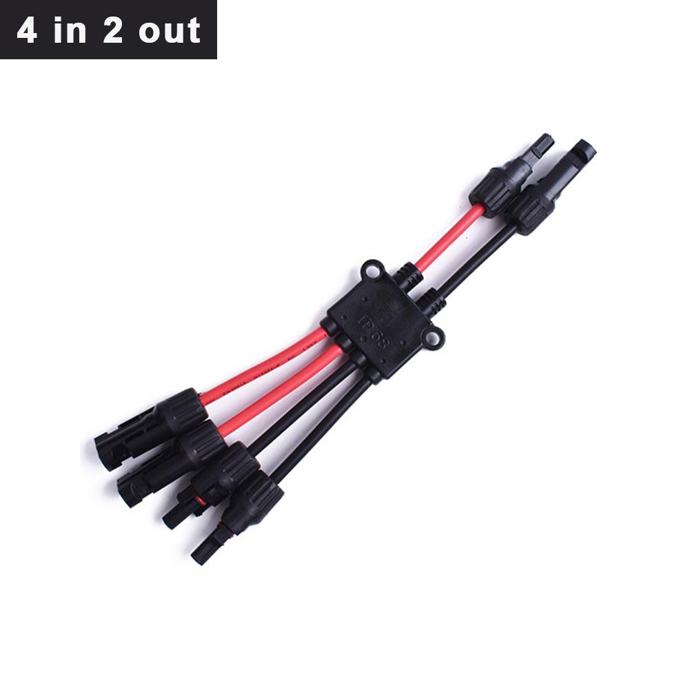 Y Branch Connector for Solar Panels 2 to 4/6/8 Parallel Connection Red Black Cable Photovoltaic System Wiring Accessories
