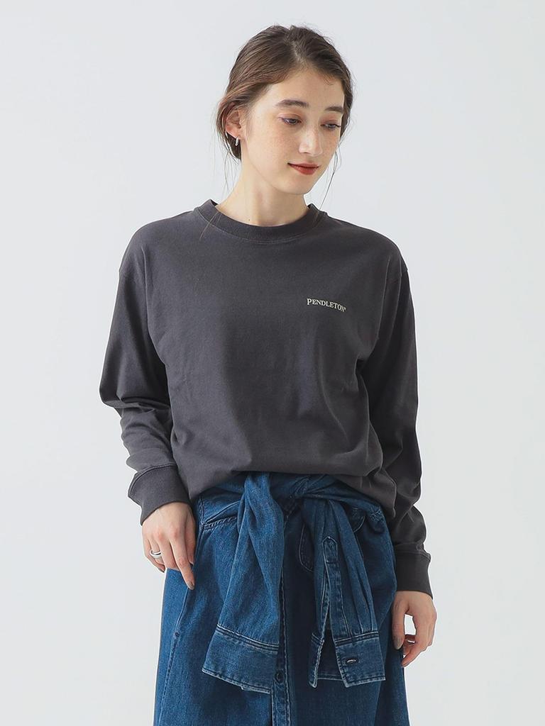B.:MING LIFE STORE by BEAMS L/S TEE PENDLETON Back Print LS Tee 5475-1116 Damen SCHIEFERGRAU_LOS_OJOS S