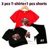 Outdoor Street Motorcycle Rennwagen Muster Druck Nr. 93 Kinder T-Shirt und Shorts 2-teiliges Set Sommer Haus Freizeit Outfit Jungen und Mädchen Sport Set