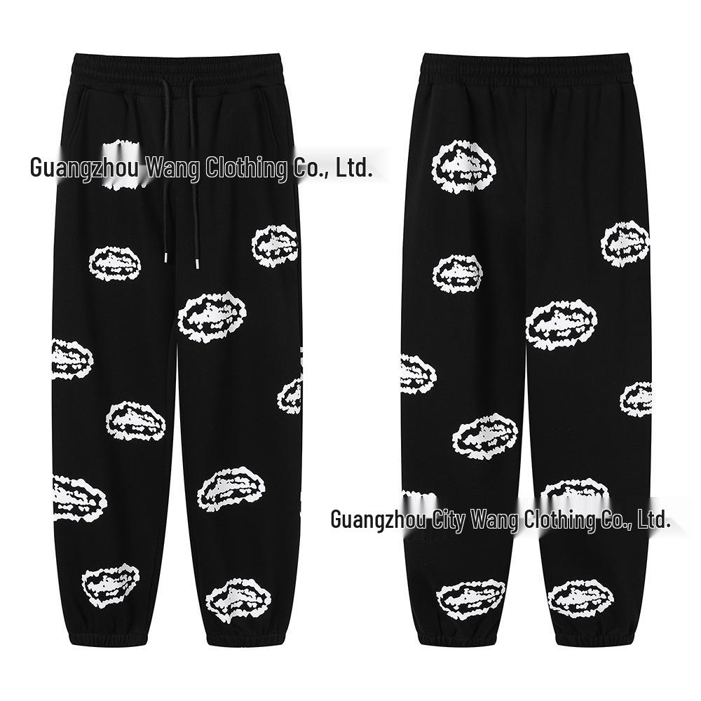 Cross-border CORT Demon Island Letter Print Unisex Plus Velvet Hooded Sweatshirt & Sweatpants Set