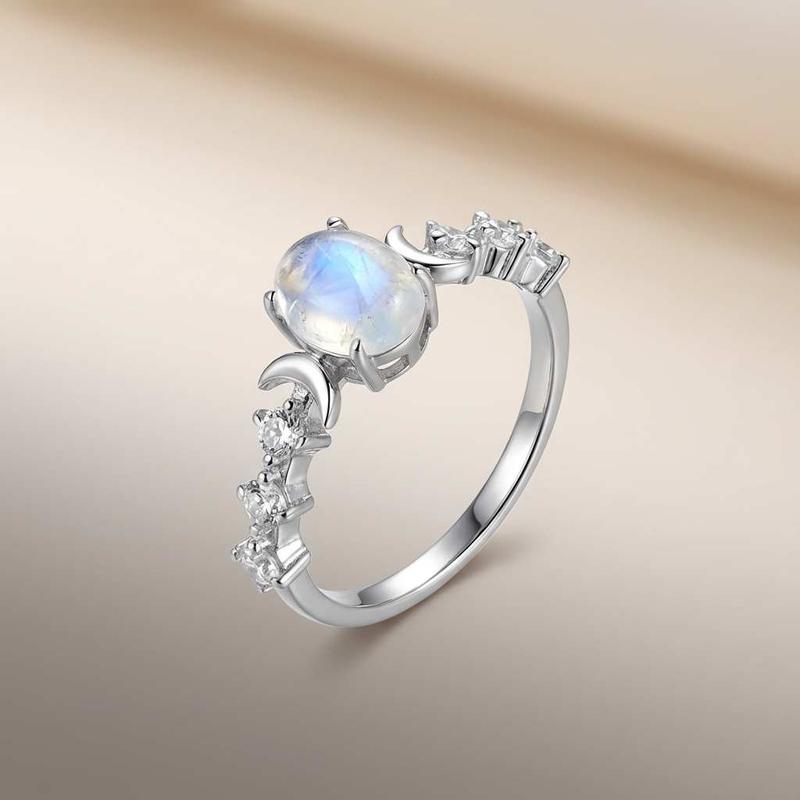 

925 Sterling Copper Sparkling Zircon Vintage Oval Rings for Women Sun Moon Glowing Design Ring Party High Quality Fine Zircon 5 медный