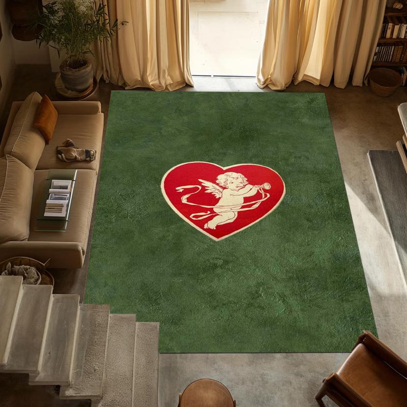 

Romantic Heart Shape Carpet Mat Rug Home Decoration Living Room Bedroom Vintage Cupid Love Pattern Non Slip Soft Floor Mat 40X60CM