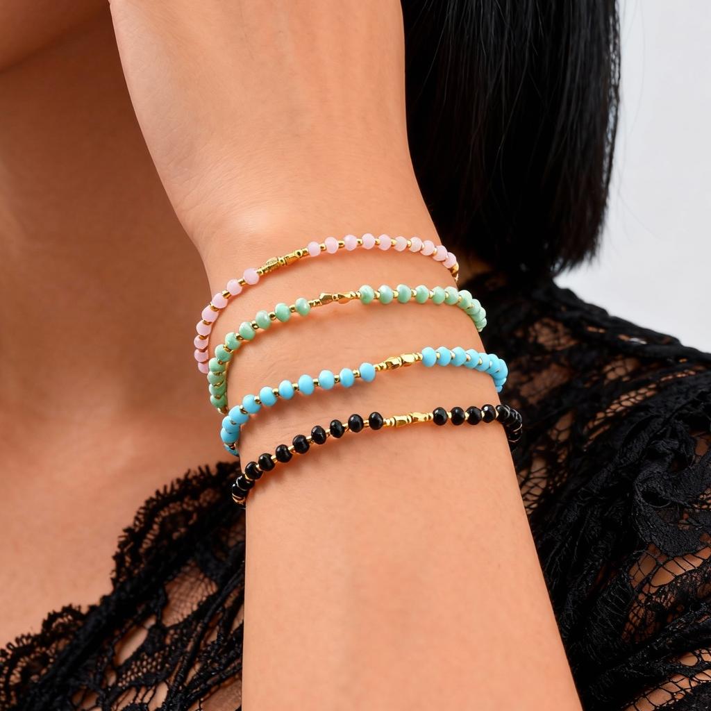 Vnox Multilayer Small Seed Beads Bracelet, Handmade Wove Colored Chains, Bohemia Jewelry Waterproof
