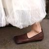 Leather French Niche Design Sloping Head One Pedal Lazy Shoes Flat Single Shoes Women's Summer and Autumn Comfortable Loafers