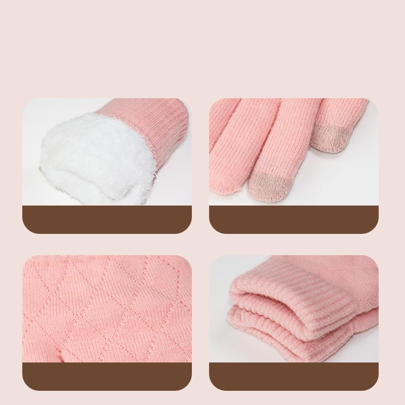 Men's and women's winter touchable screen yarn and velvet warm gloves, cold resistant gloves, riding double-layer extra thick