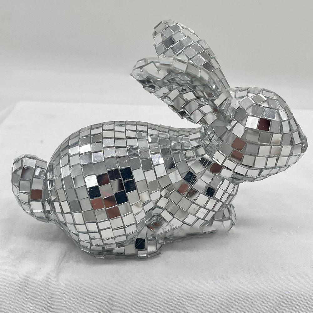 2025 Neue Osterdekoration Disco-Hase Requisite Silbernes Schönes Ornament Hase Spiegelkugel Tiergeschenk Schaumstoff Disco Reflektierend P8E5