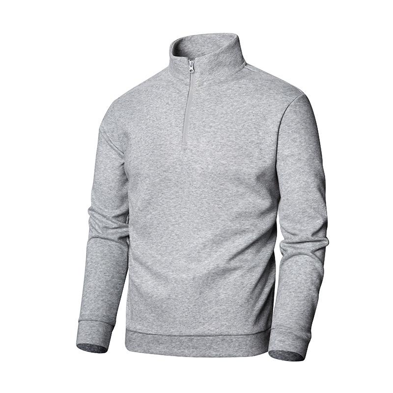 Men's Half Zip Mock Neck Sweatshirt Light Gray Long Sleeve Pullover
