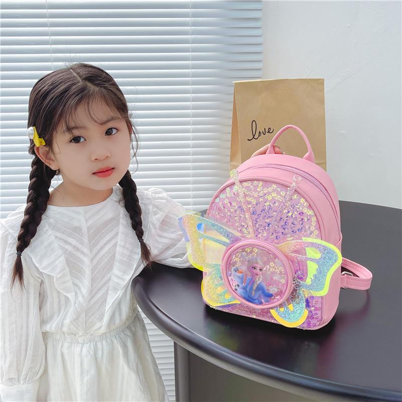 Adorable Korean Style Children's Backpack Lightweight Princess Pu Sequin Toddler Bag For Kindergarten