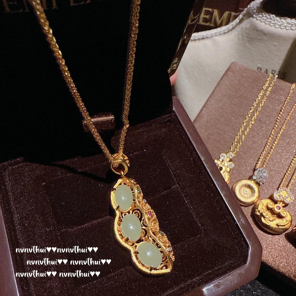 Ancient Gold, Chiseled Silk Gourd Portable Buddha Necklace, New Chinese Style, Retro Safety Buckle Zircon Necklace.