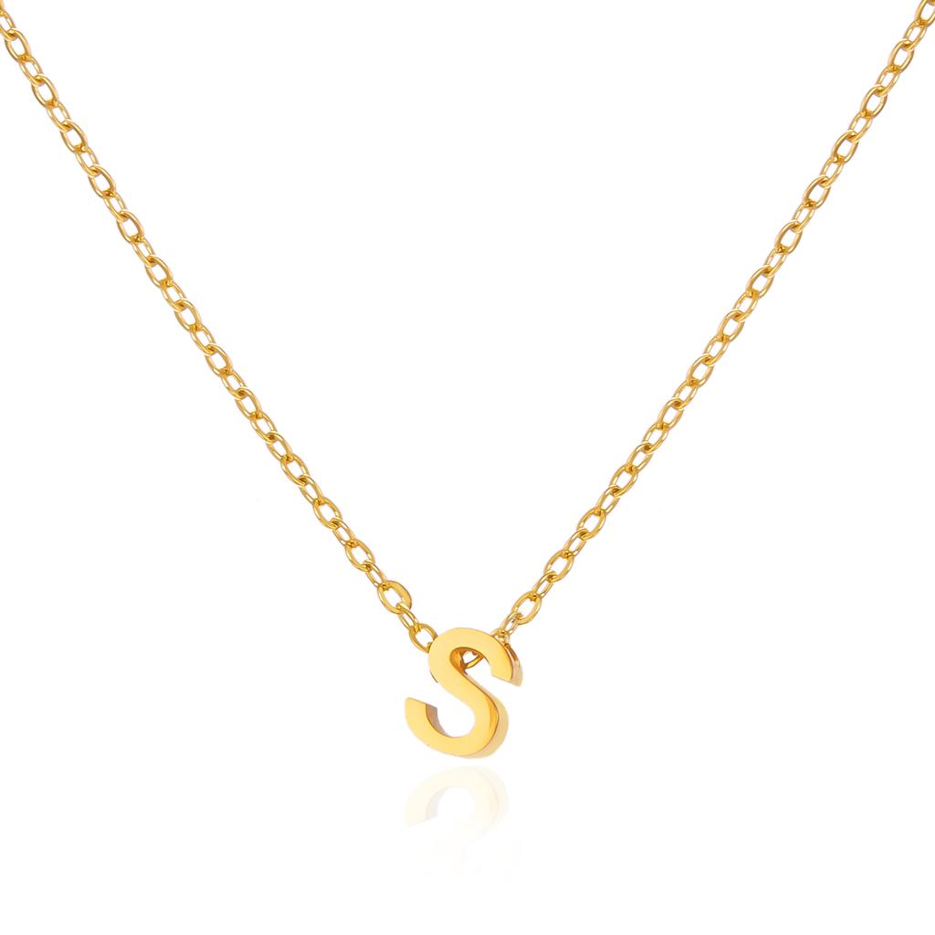 Simple Stainless Steel A-Z Initial Letter Necklaces for Women 26 Alphabet Pendant Clavicle Chain Choker Birthday Party Jewelry