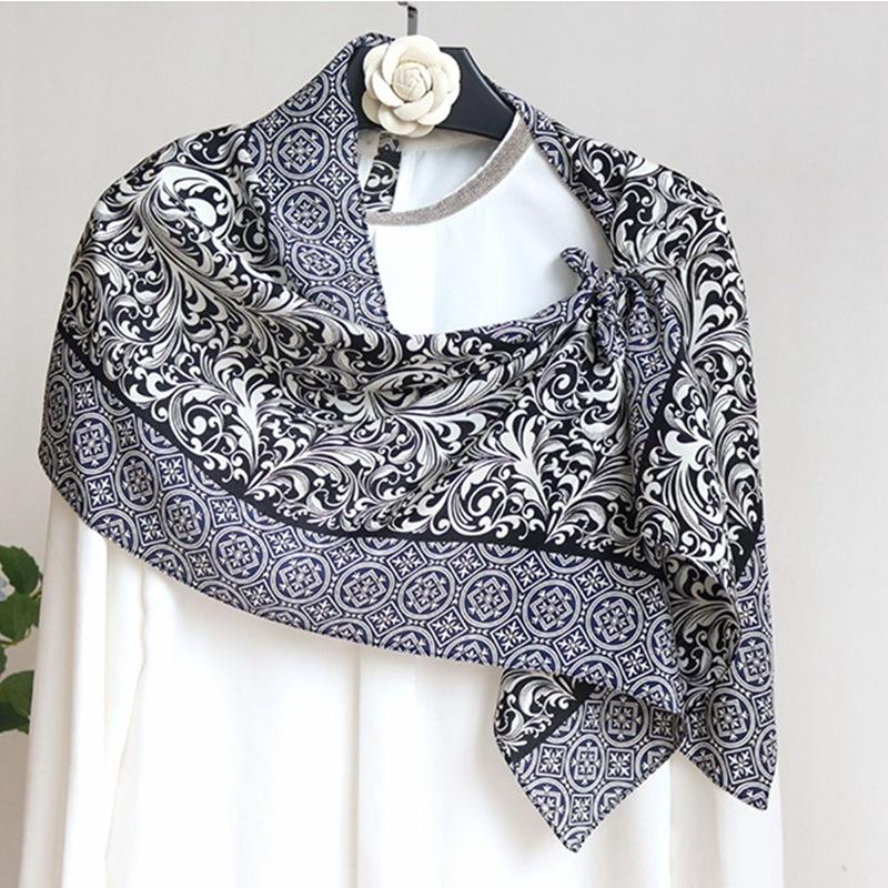 Light Luxury Astrolabe Silk Silk Scarf Spring And Autumn Medium And Long Bow Mulberry Silk Streamer Holiday Gift