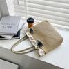 Chic Fashionable Womens Large Shoulder Bag Elegant Woven Tote Handbag With Embroidery Details
