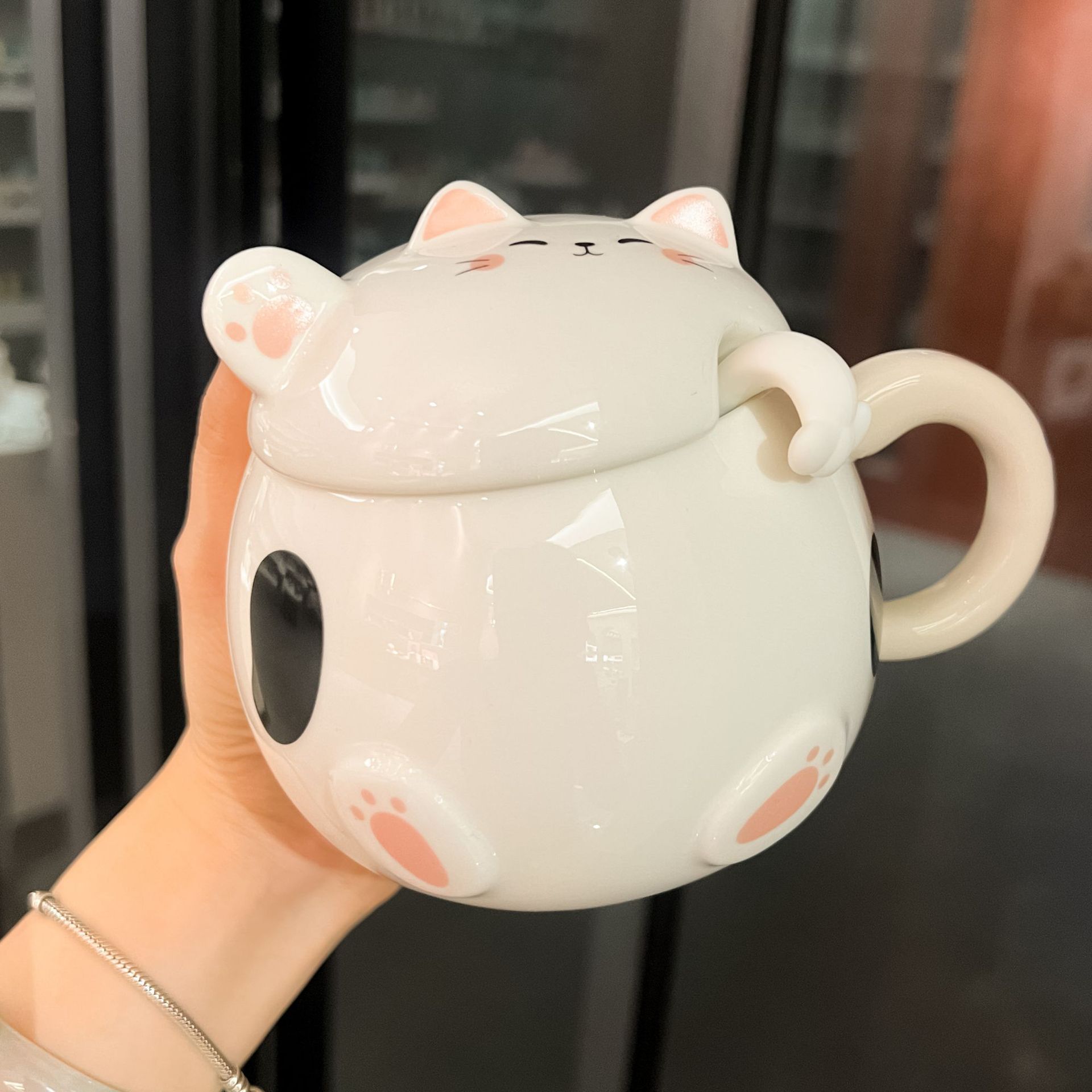 

Lucky Cat Ceramic Mug Creative Design Gift Cup for Coffee Tea 460ml
