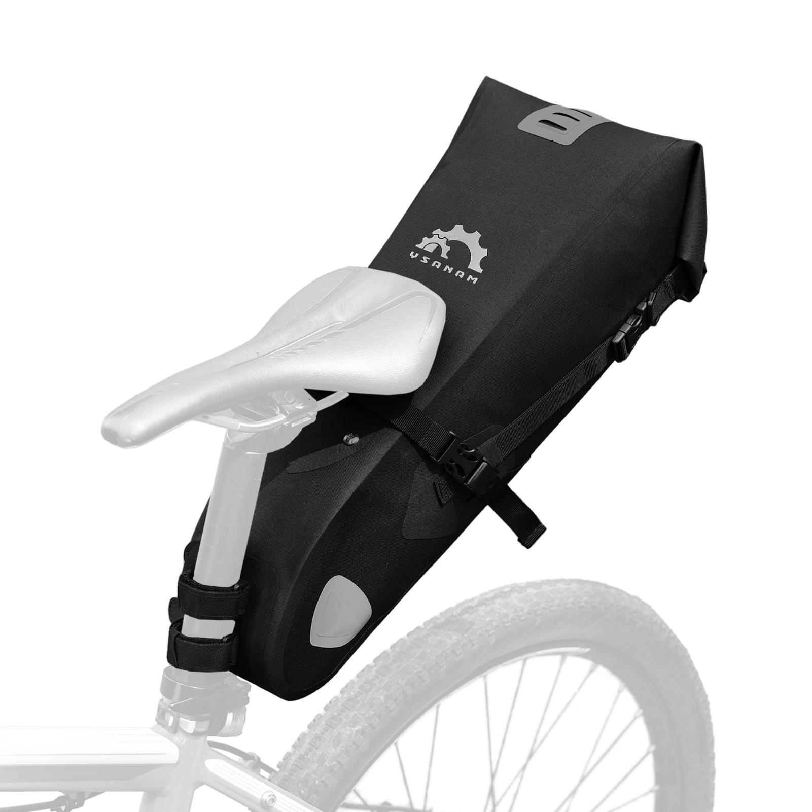 

Сумка на седло велосипеда 10 л, водонепроницаемая, регулируемая, сумка для велосипедного сиденья, с застежкой-рулоном tpu чёрный