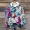 Women's Fashion Long Sleeve Christmas Print Loose Hooded Sweatshirt Top