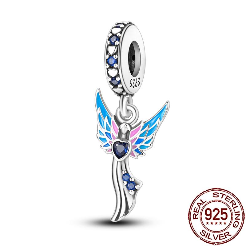 Charms Copper Angel Crucifix Cross Dangle Religious Beads Fit Snake Chain Bracelet Necklace Women Diy Jewelry