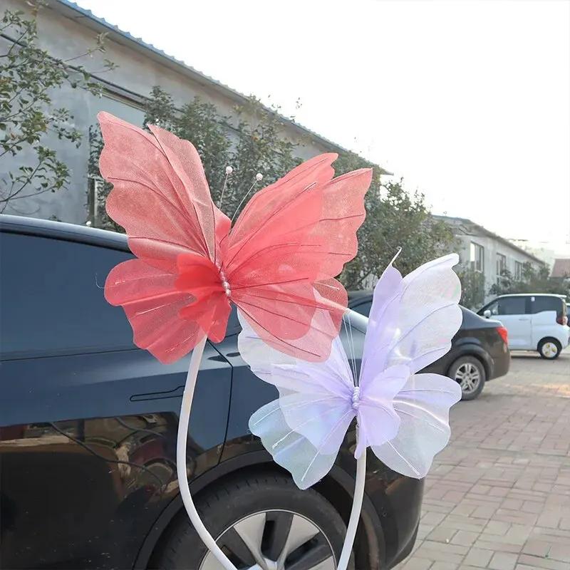 Duży motyl 3D symulacja 50 cm, dekoracja festiwalowa ślubna, duży wiszący pusty tiulowy sztuczny motyl