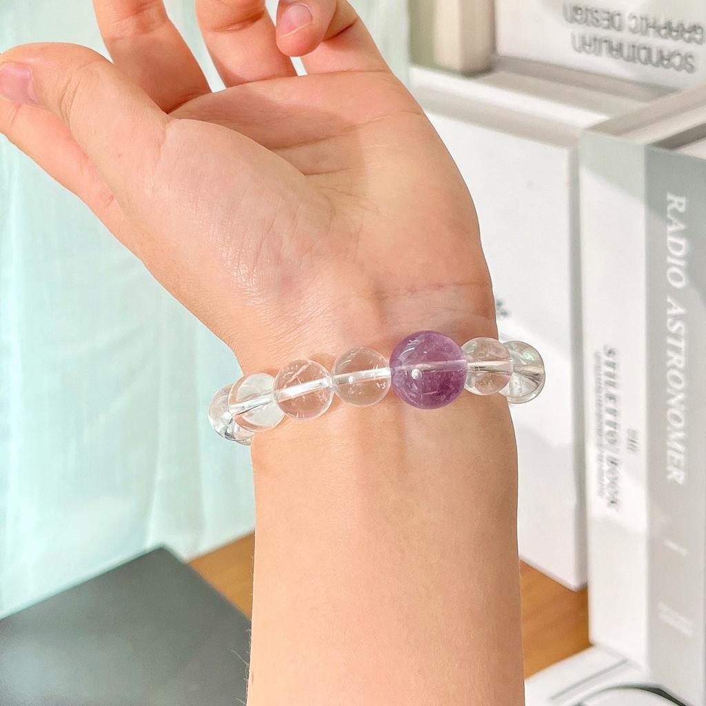 High Quality 12-15Mm Natural White Crystal Amethyst Design Bracelet Bracelet