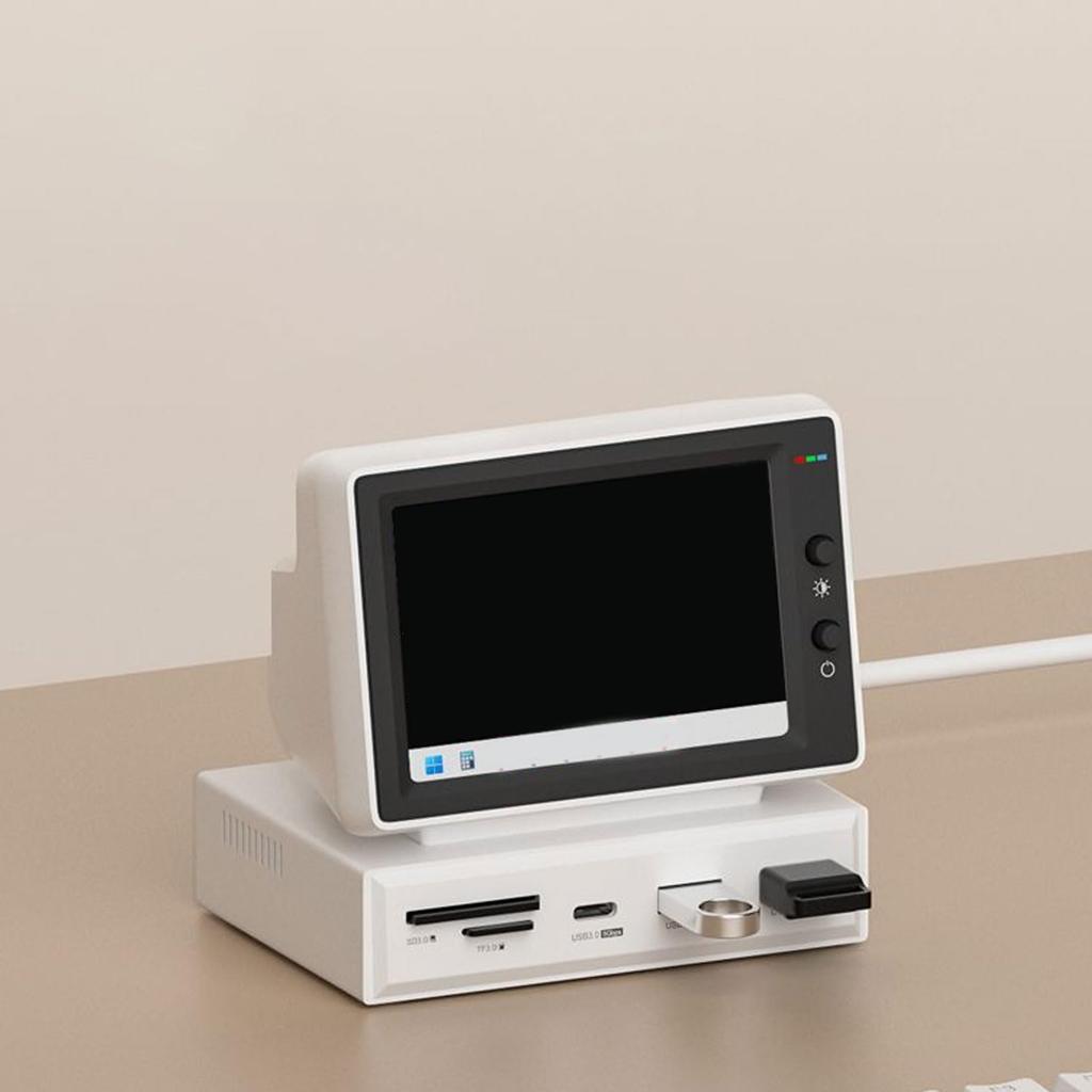 IPS USB Mini Screen with USB C AIDA64 PC CPU RAM HDD Data Desk Lyric Display Electronic Album Floating Mini Monitor for PC 3.5-inch Hub, Monitor,