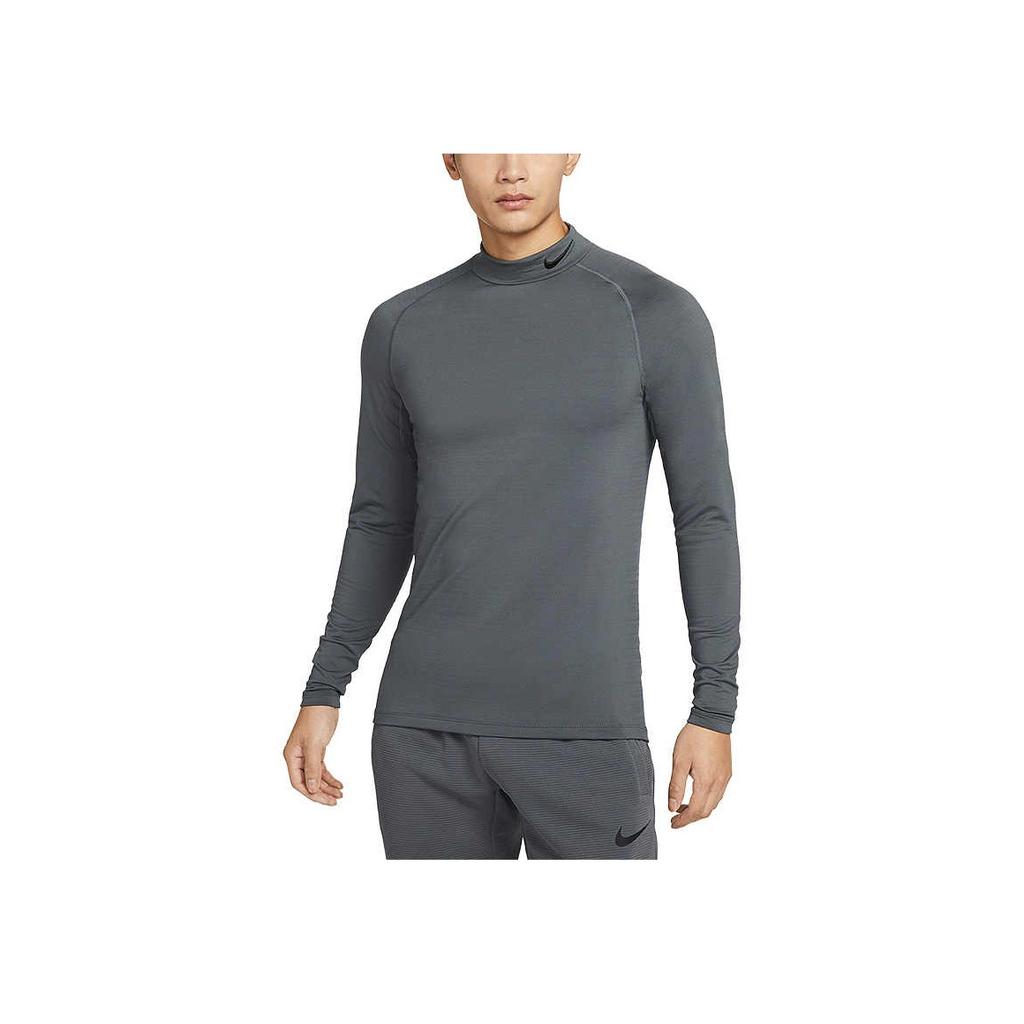 Nike Logo Embroidered Solid Color Long Sleeve Fitness Shirt Men tops Gray DQ6608-068