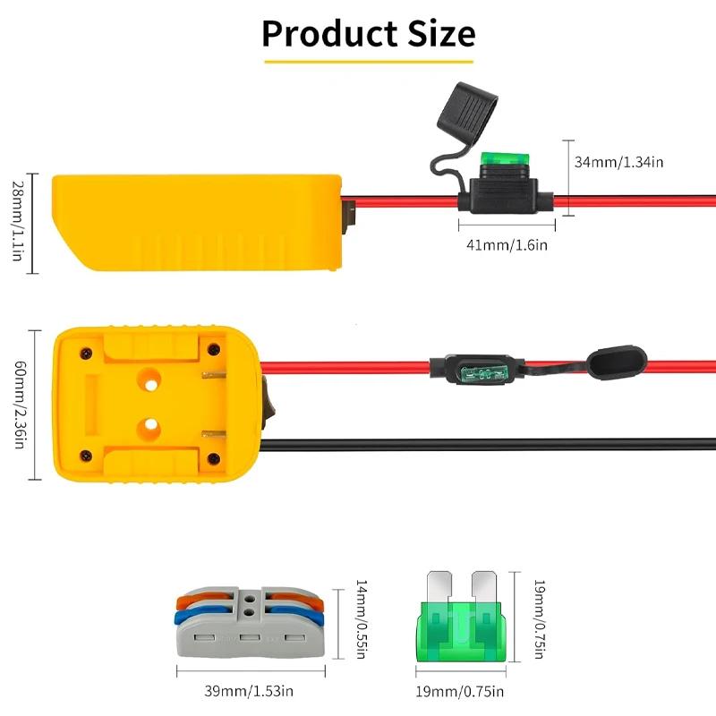 Power Wheels Adapter for Dewalt 18V/20V Lithium Battery DIY Battery Adapter with ON/OFF Switch & 30Amp Fuse for DIY Rc Car Toys