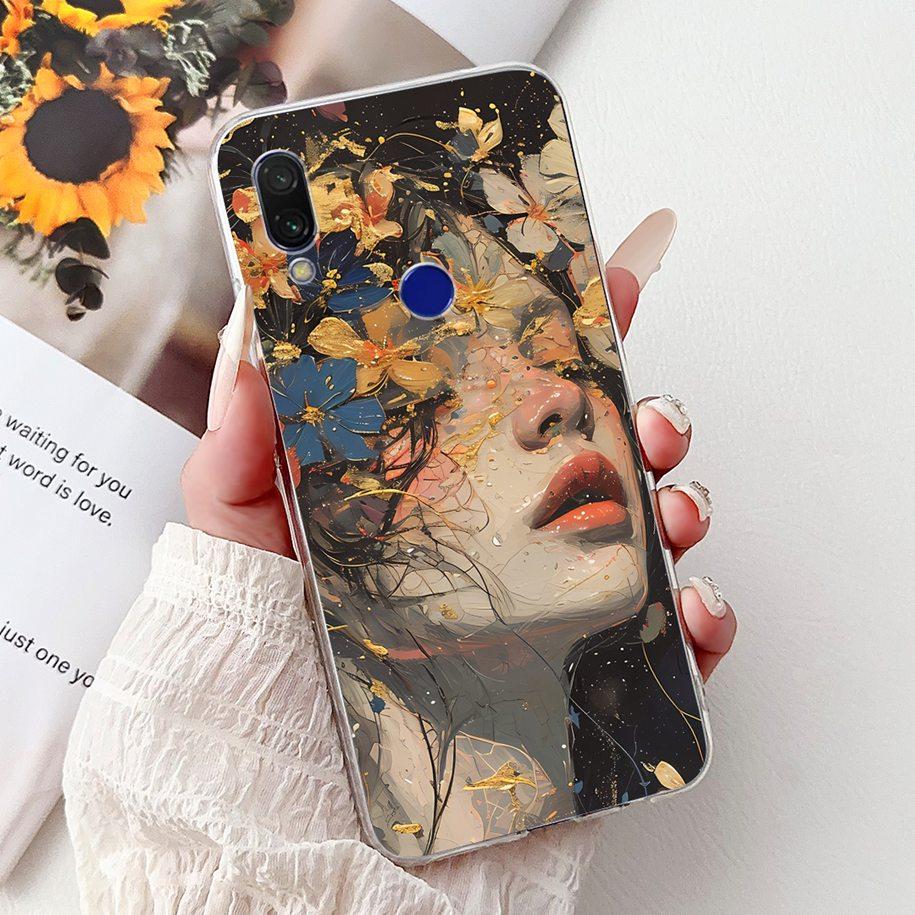 For Cover Xiaomi Redmi 7 7A Case Luxury Painted Soft Clear Silicone TPU Shockproof Cover For Xiaomi Redmi Note 7 Pro Note7 Coque