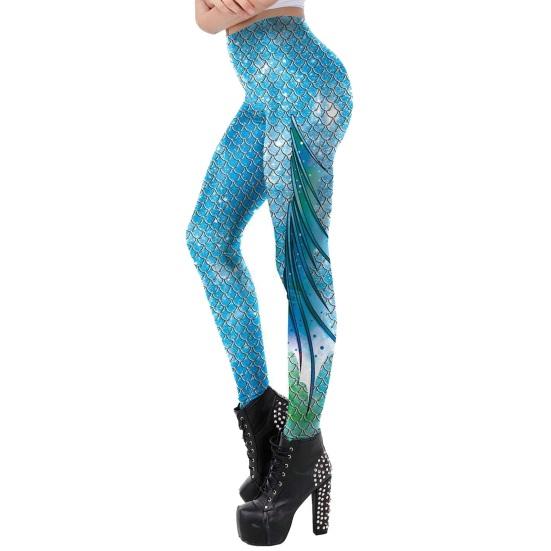 

Легінси для йоги з високою талією, 3D-візерунок Русалка , Легінси з реалістичним візерунком луски риби, Дихаючі легінси для танців M